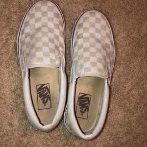 Mint Green and White Checkered Slip On Vans